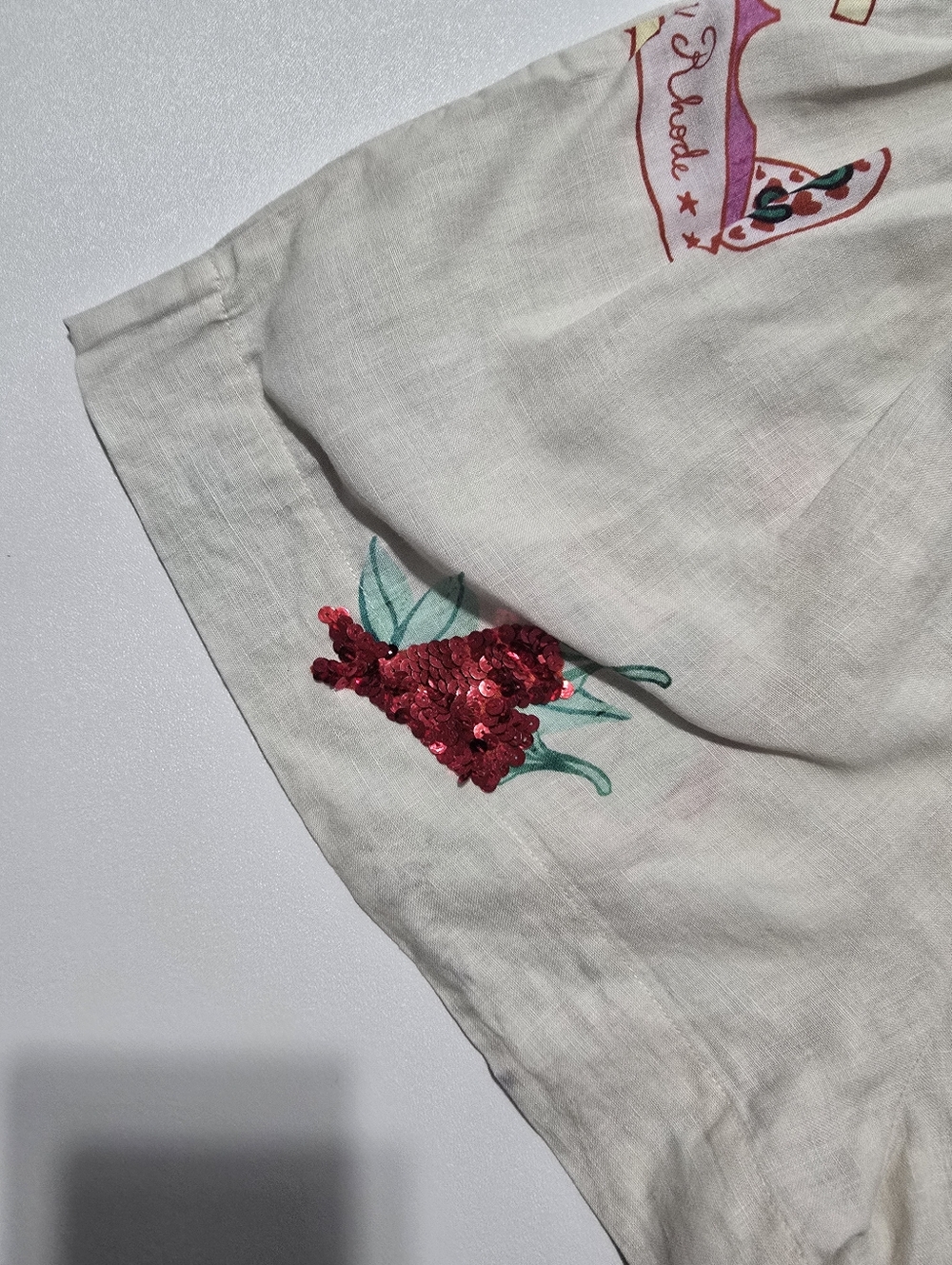 RHODE Audrina Short Off-White Graphic Lilen Size M - Picture 7 of 12